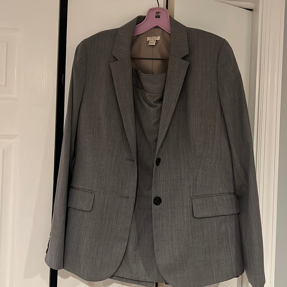 J Crew Gray Skirt Suit Size 10 (jacket) size 12 (skirt)